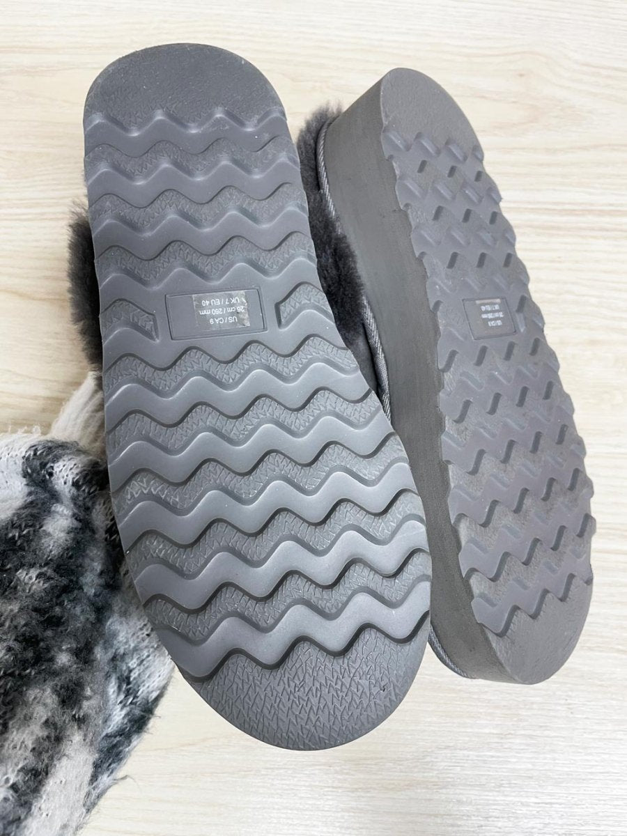 100% shearling platform slippers - good market thrift store