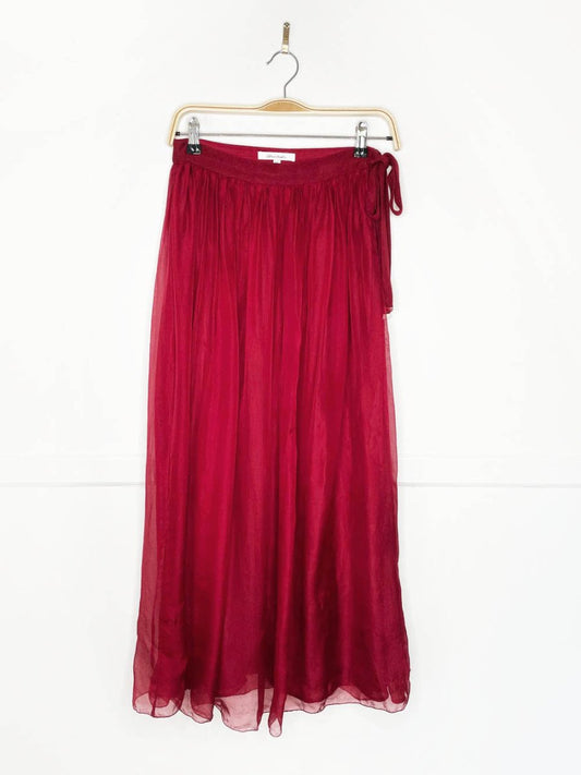 100% silk chiffon flowy midi skirt - good market thrift store