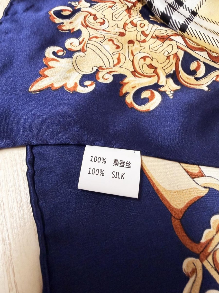 100% silk royal plaid xl square scarf | hand-rolled edge - good market thrift store