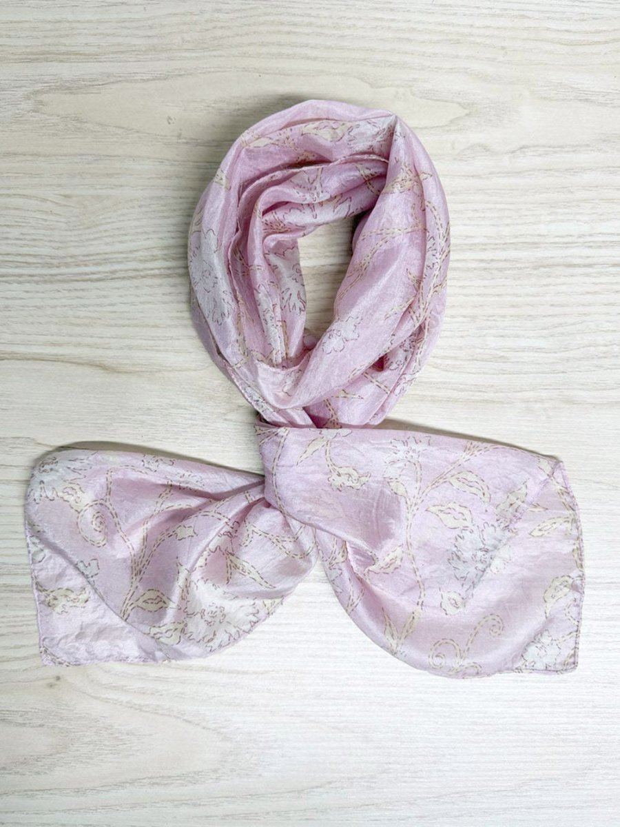 100% silk sheer floral scarf - good market thrift store