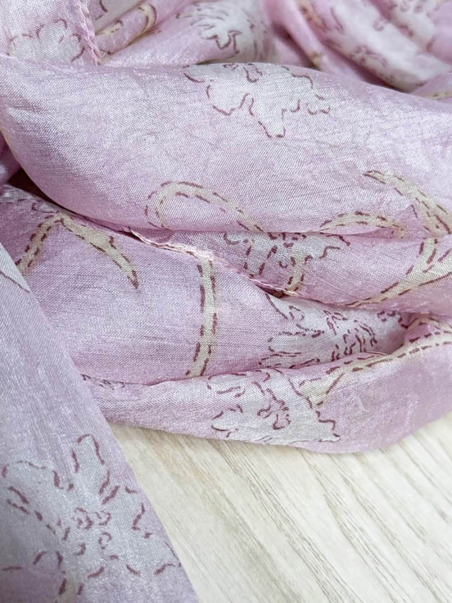 100% silk sheer floral scarf - good market thrift store