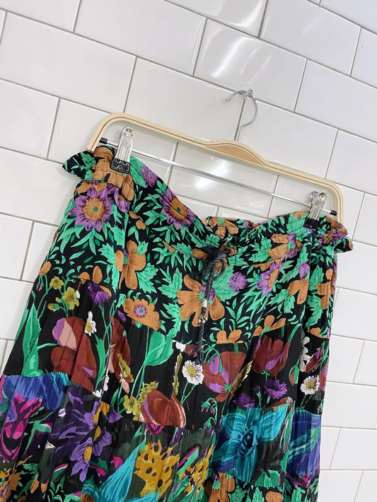 vintage 90s boho flowy tiered maxi skirt