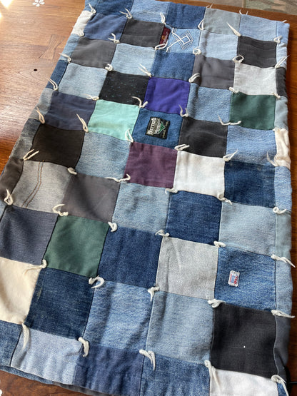 handmade denim patchwork pillow case