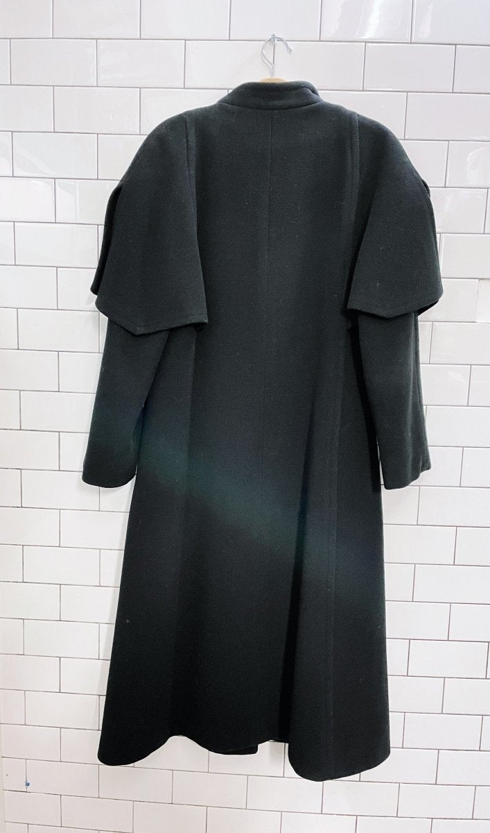 vintage mallia cape shoulder long wool coat - good market thrift store