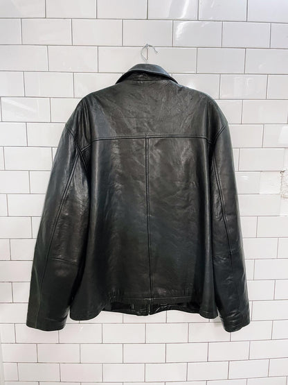 calvin klein butter leather minimal zip jacket