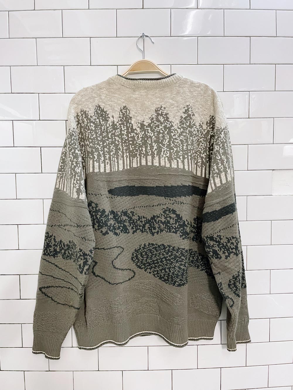 vintage carmel embroidered golfer knit dad sweater