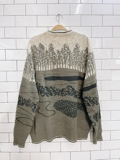 vintage carmel embroidered golfer knit dad sweater