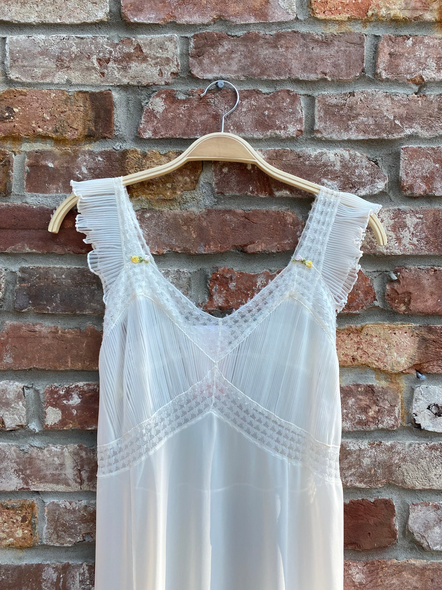 vintage 60s pleated chiffon trim romantic nightgown