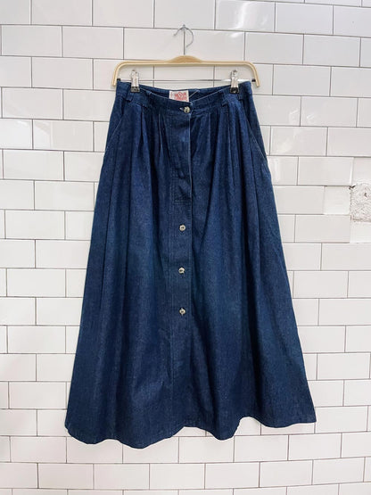 vintage mister leonard button denim midi skirt