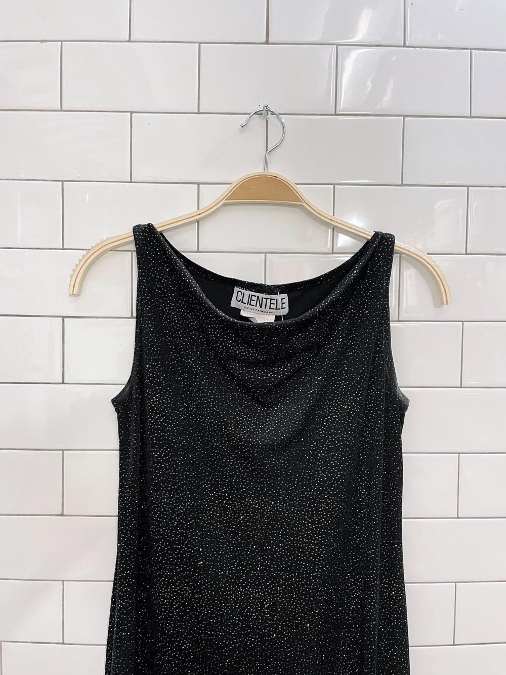 vintage 90s clientele cowl neck sparkle gown