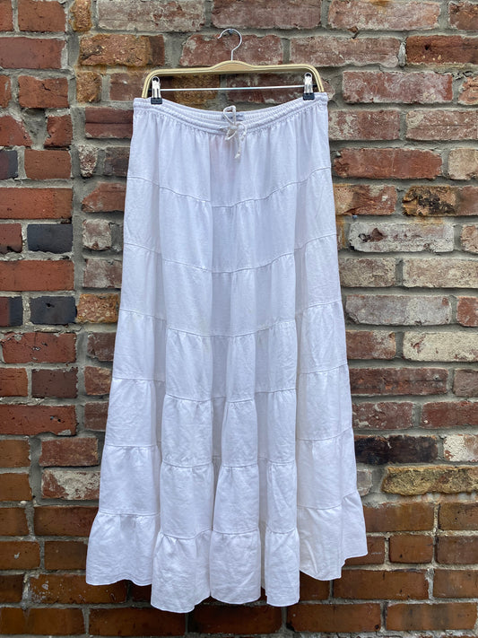 jessica london linen blend tiered midi skirt