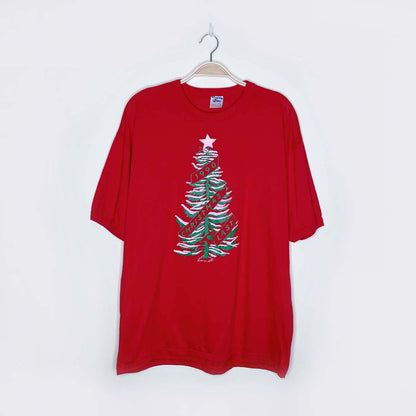 vintage 90s christmas tree ringer tee - size xxl