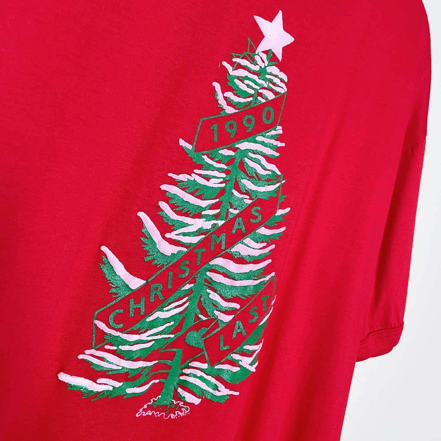 vintage 90s christmas tree ringer tee - size xxl