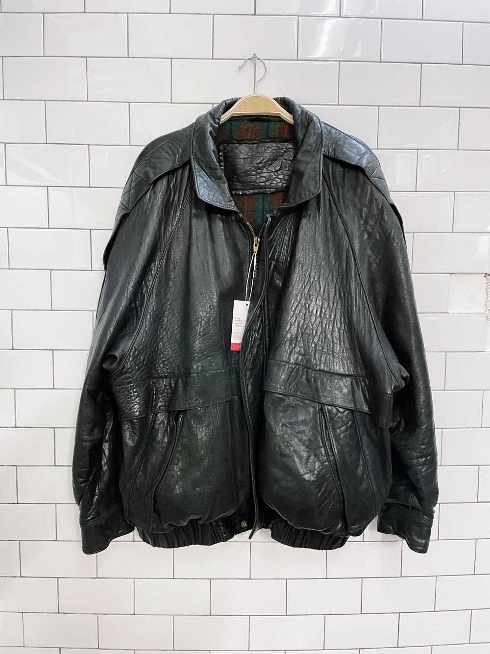 vintage brogue butter leather bomber jacket