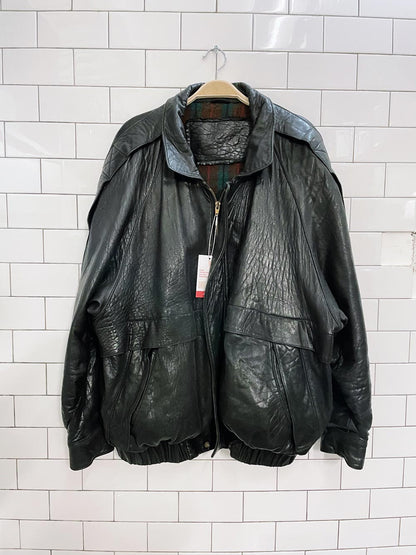vintage brogue butter leather bomber jacket