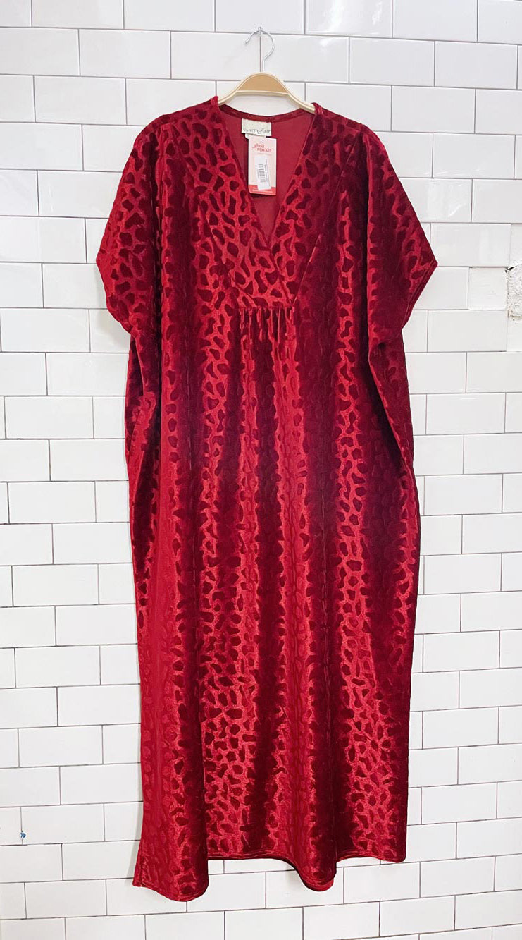 vintage vanity fair animal print red velvet holiday robe