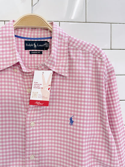 ralph lauren classic fit pink gingham shirt