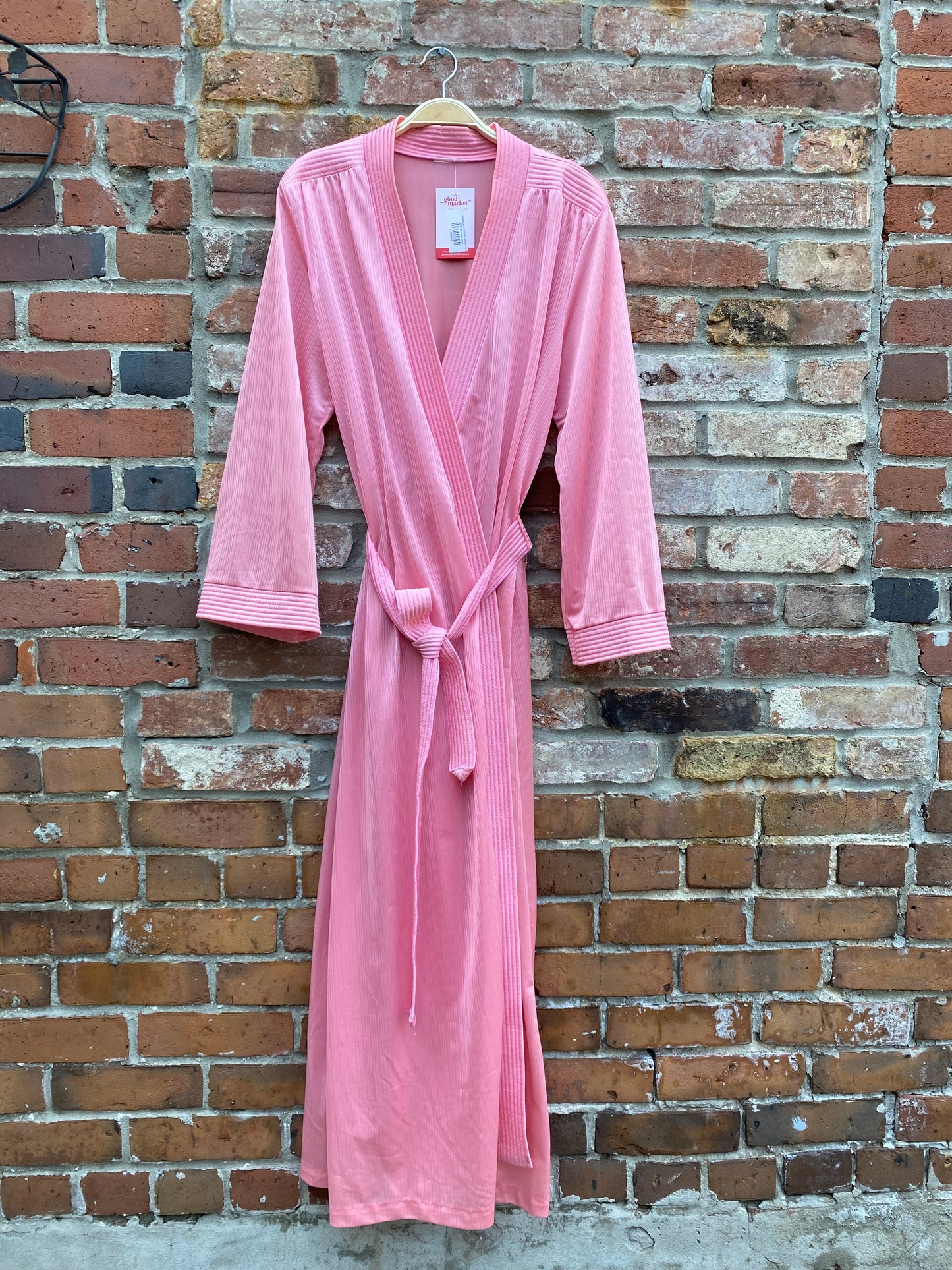 vintage pink textured sateen robe