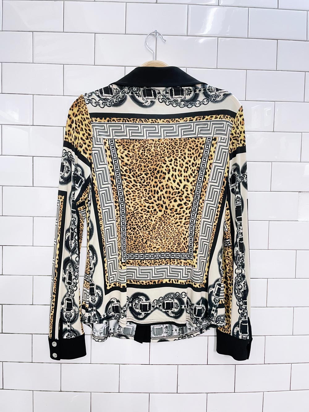 vintage joseph ribkoff animal print chain collared shirt