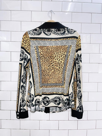 vintage joseph ribkoff animal print chain collared shirt