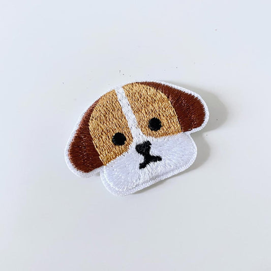 embroidered dog iron - on patch - good market thrift store