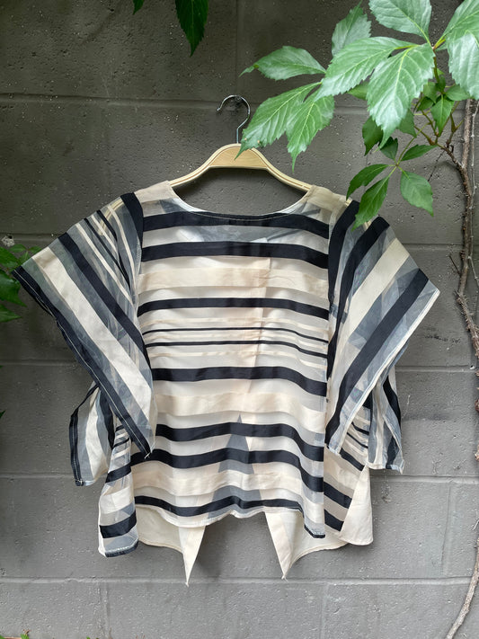 boxy sheer stripe t-shirt blouse
