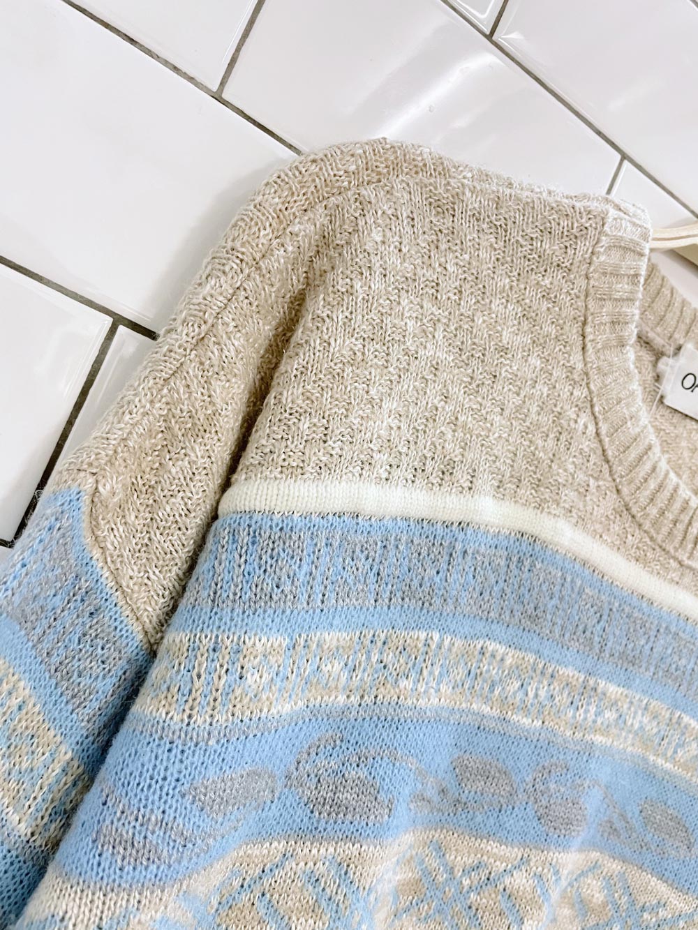 vintage oakton oatmeal knit dad sweater