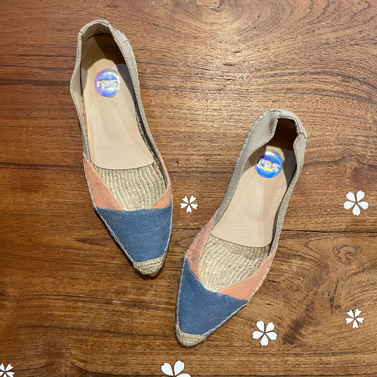 ras pointed toe flat espadrilles slip on shoes - size 38