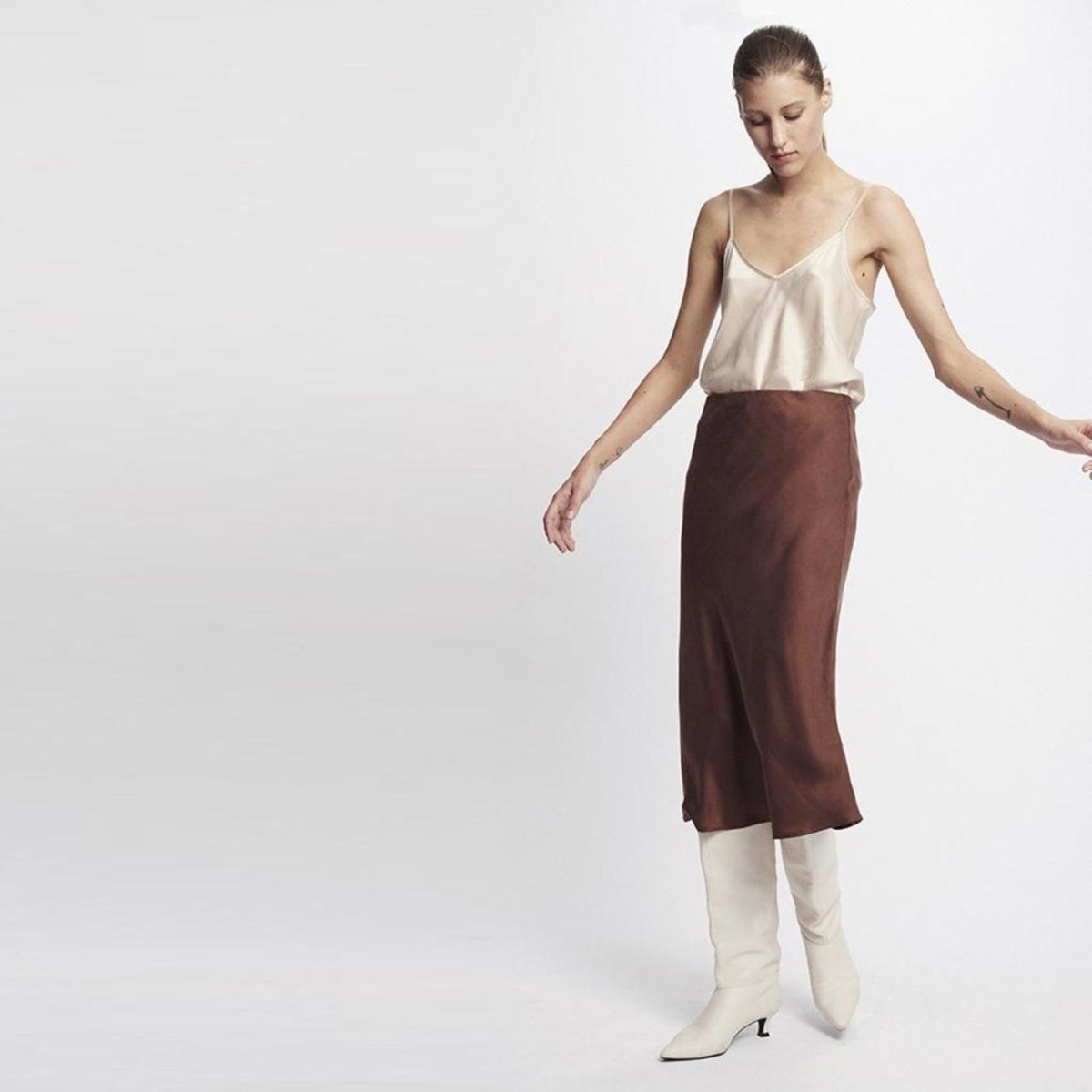 silk laundry bias cut silk midi skirt - good market thrift store