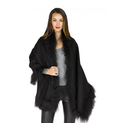 frr mongolian lamb trim blanket scarf shawl