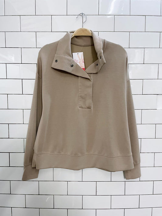 oysho soft touch modal 1/2 snap button sweatshirt