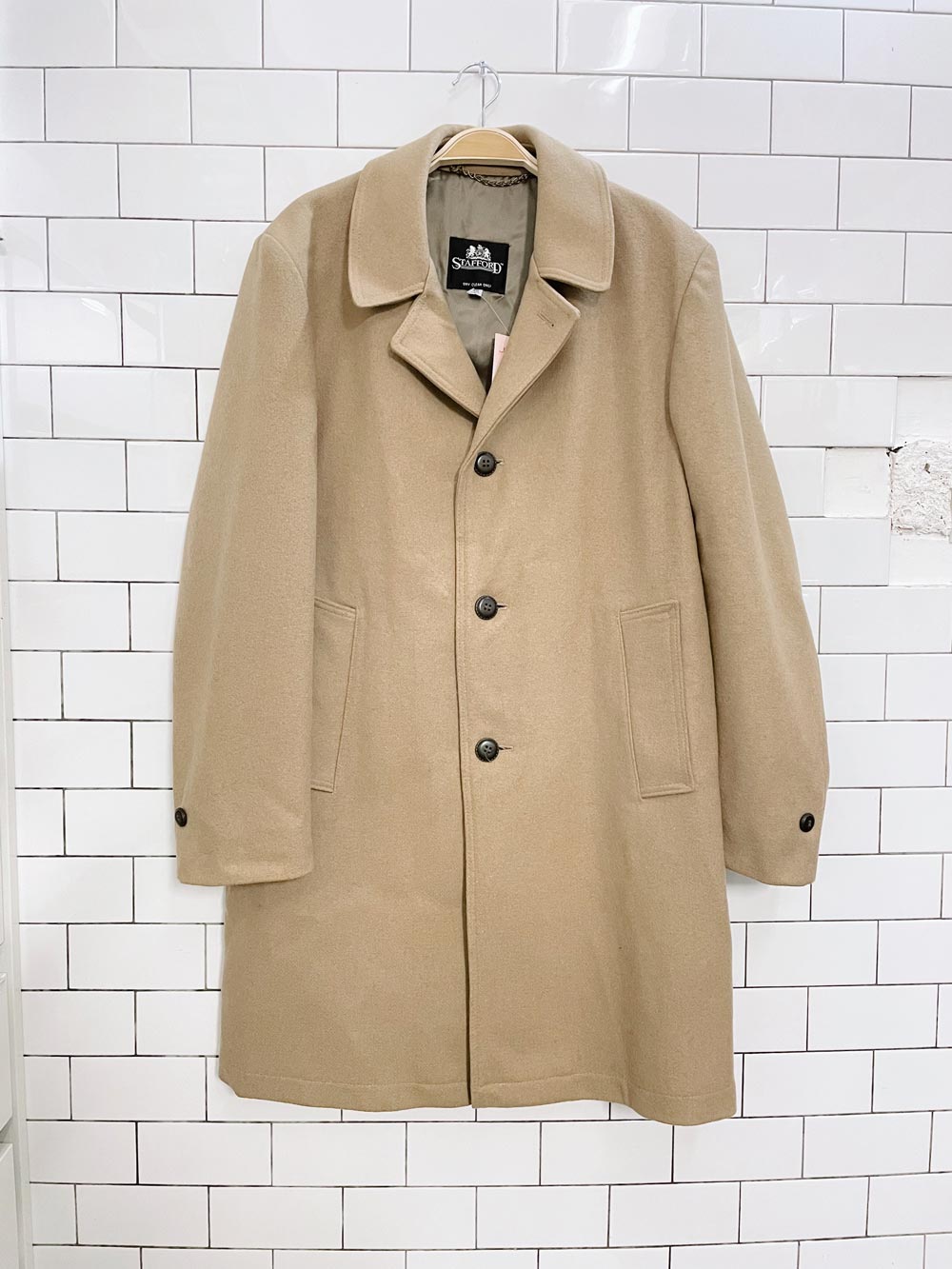 vintage stafford camel wool flannel lined coat