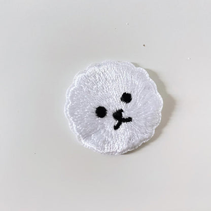 embroidered dog iron - on patch - good market thrift store