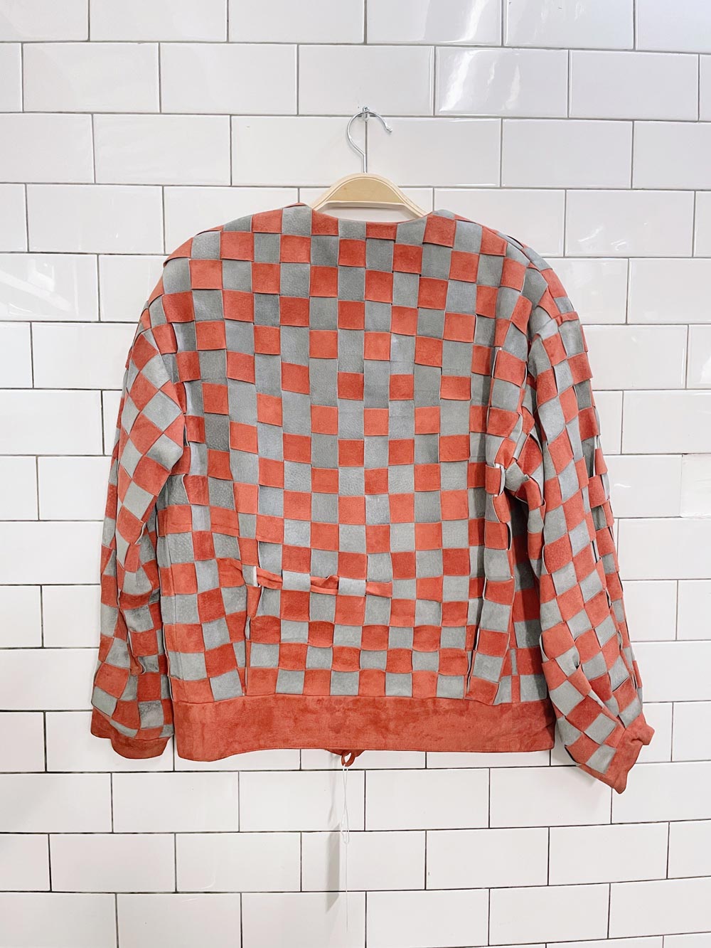 vintage handmade leather basketweave jacket