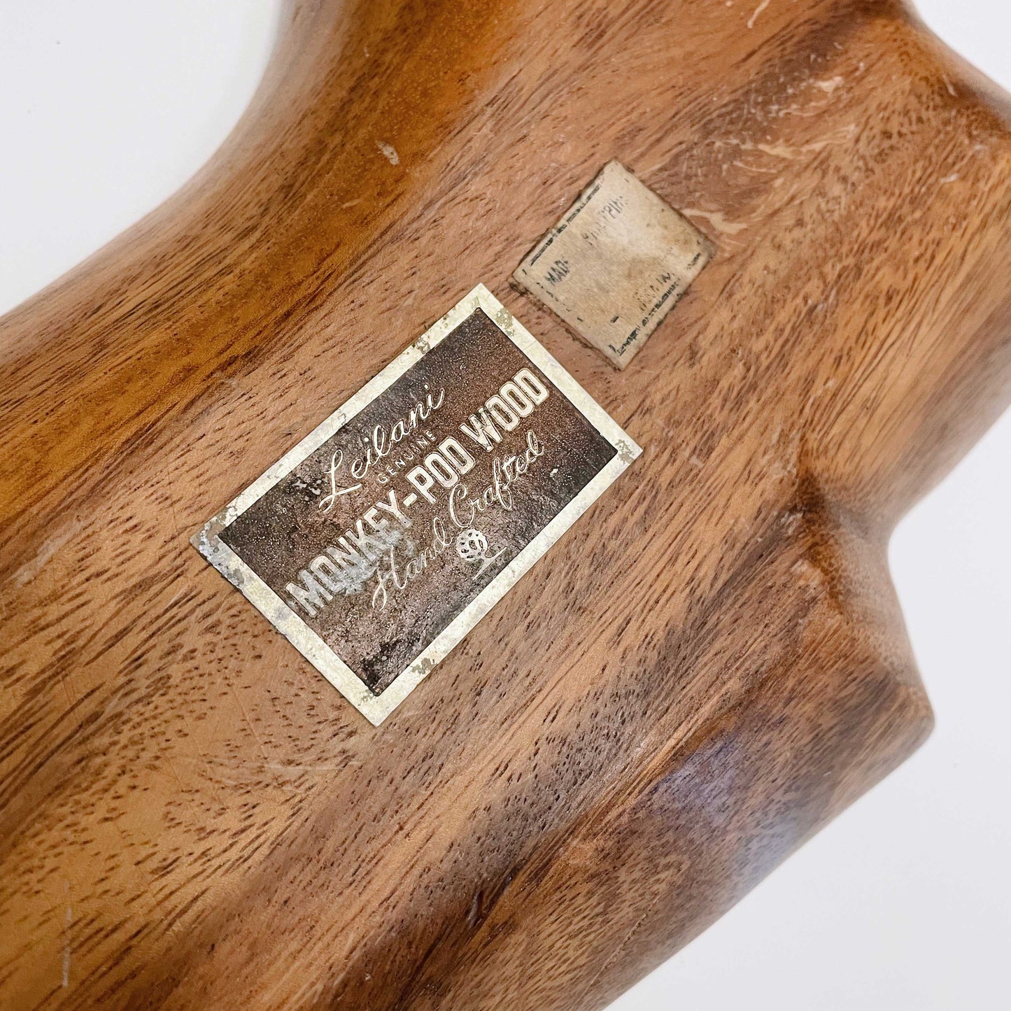 vintage monkey-pod wood leaf serving bowl