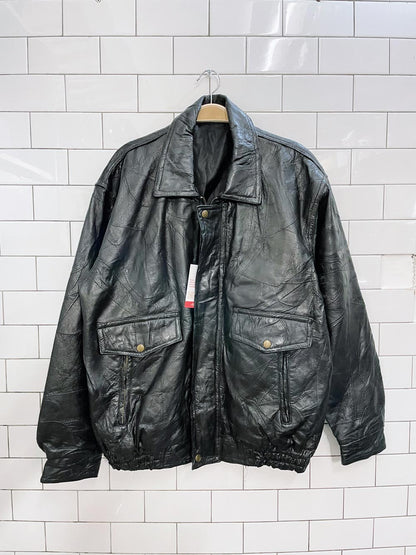 vintage patchwork leather bomber jacket