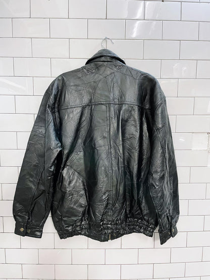 vintage patchwork leather bomber jacket