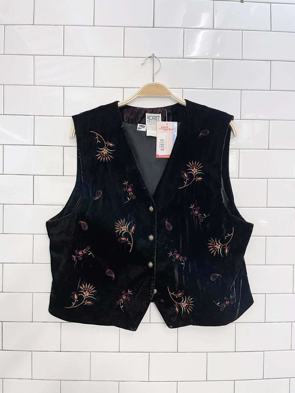 vintage koret velvet embroidered florals vest