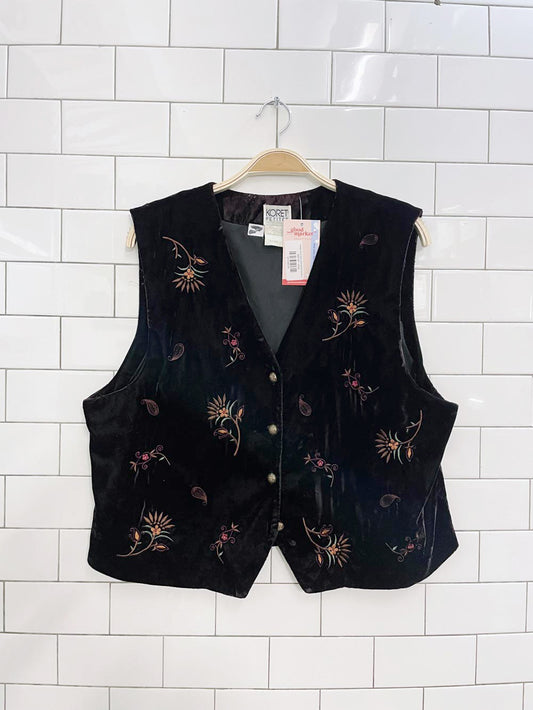 vintage koret velvet embroidered florals vest