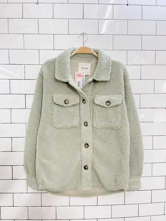 bluenotes sage teddy shirt jacket