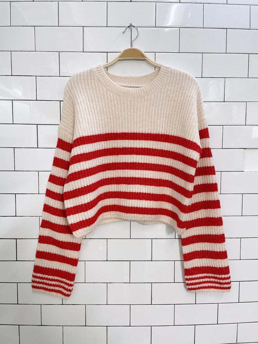 william rast wool - blend chunky knit stripe sweater - good market thrift store