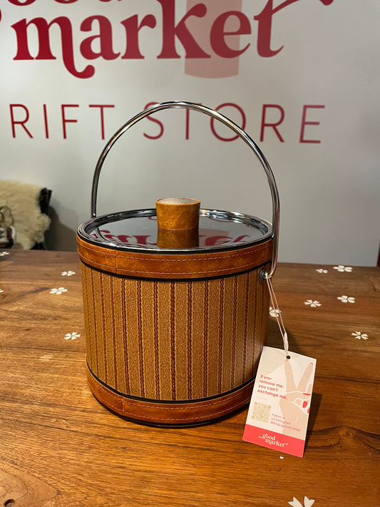 vintage leatherette 'wood panel' ice bucket