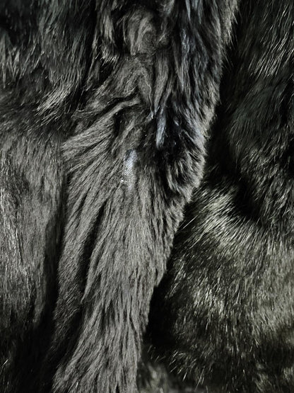 vintage 80s power shoulder rabbit fur coat