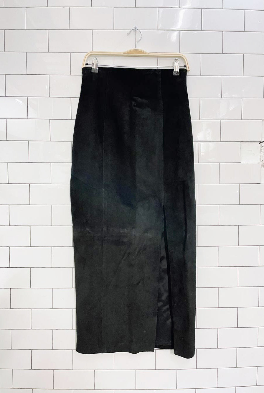 vintage 90s danier suede maxi skirt