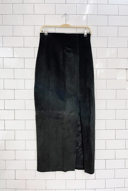vintage 90s danier suede maxi skirt