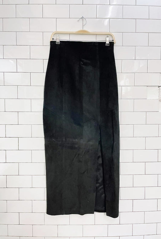 vintage 90s danier suede maxi skirt