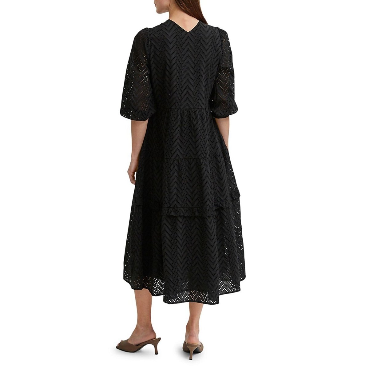 selected femme cece - sadie eyelet long sleeve maxi dress - good market thrift store