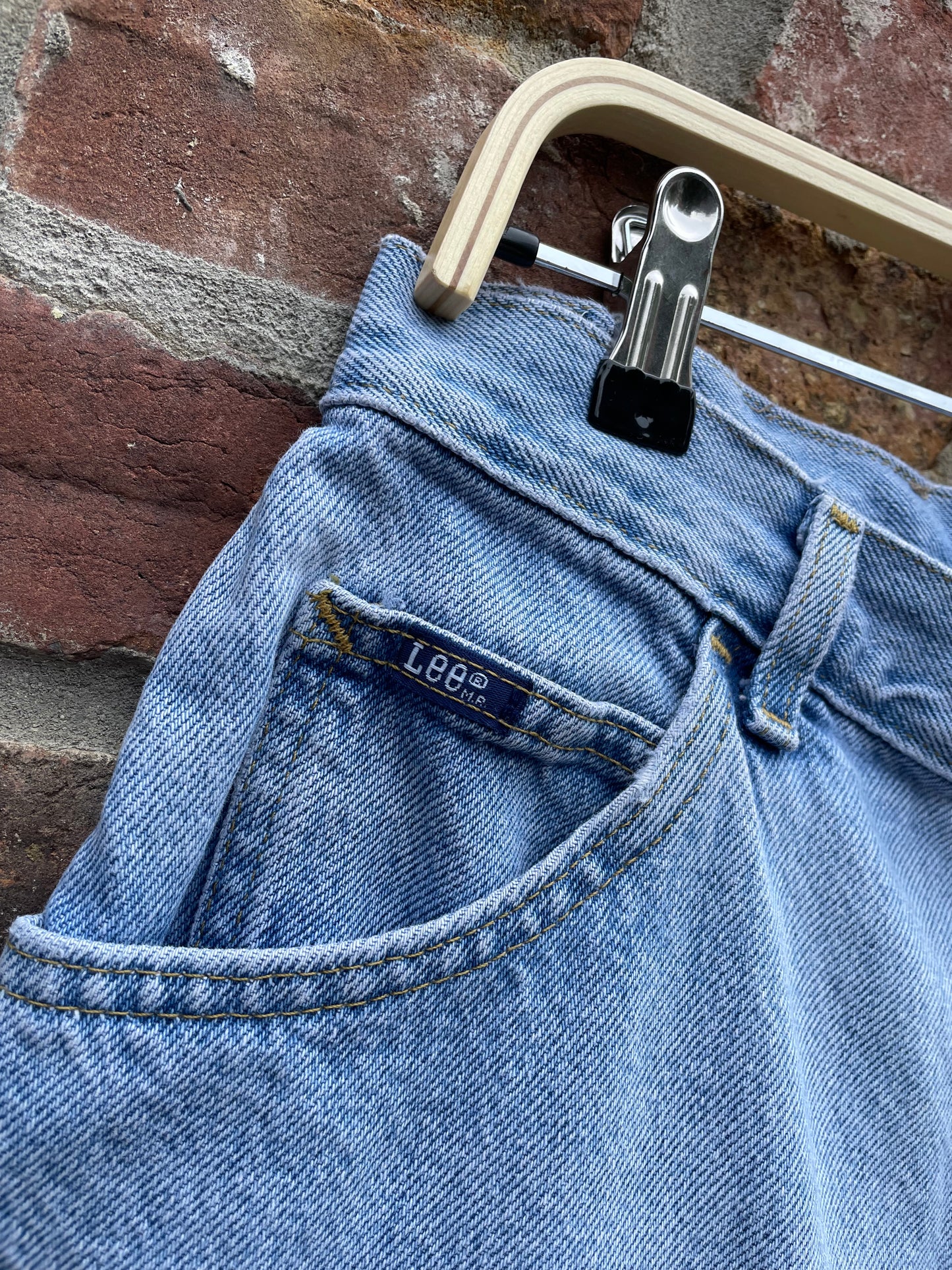 vintage lee high rise long denim shorts