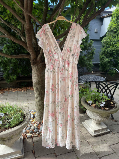 nwt cider floral double v-neck maxi dress