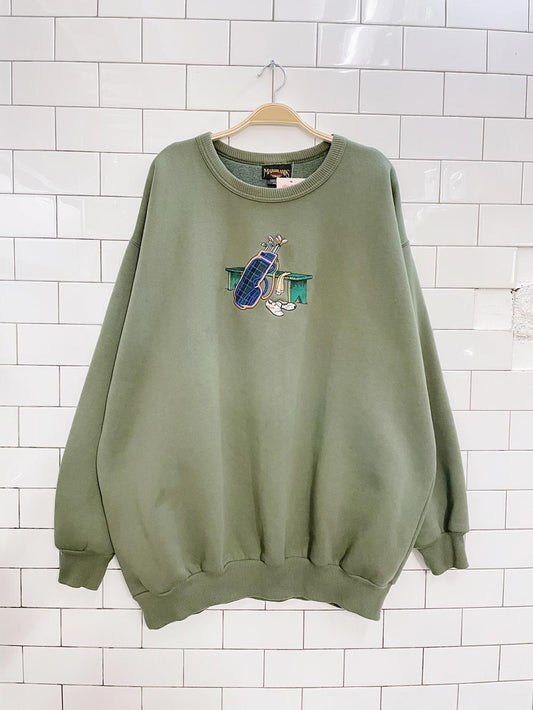 vintage 00s marshlands golf embroidered crew